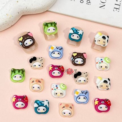 现货卡通凯蒂猫diy穿戴甲美甲钻饰HelloKitty脑袋平底钻 指甲贴片