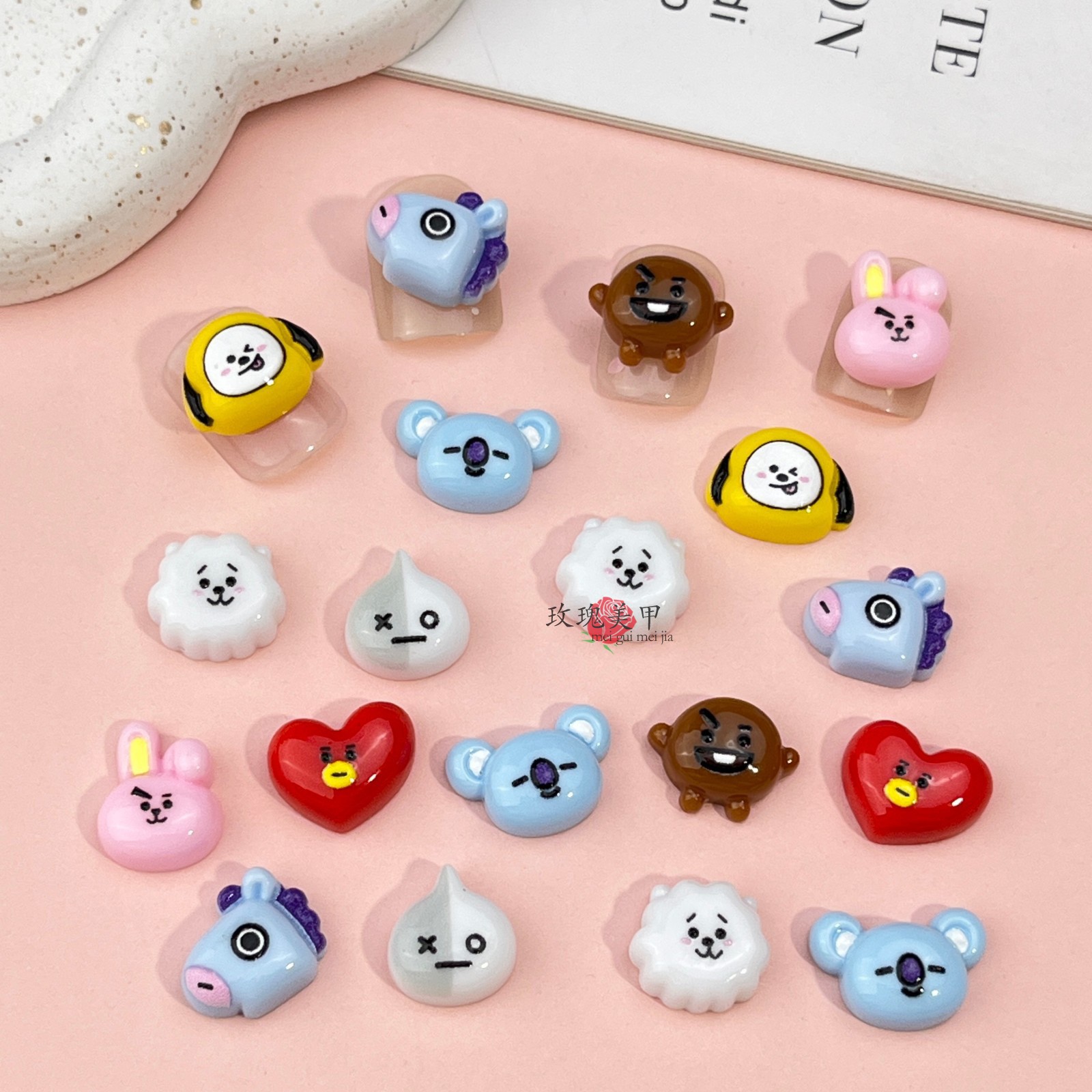 BT21卡通韩系公仔DIY卡砖手工材料包树脂贴片奶油胶发卡美甲钻饰