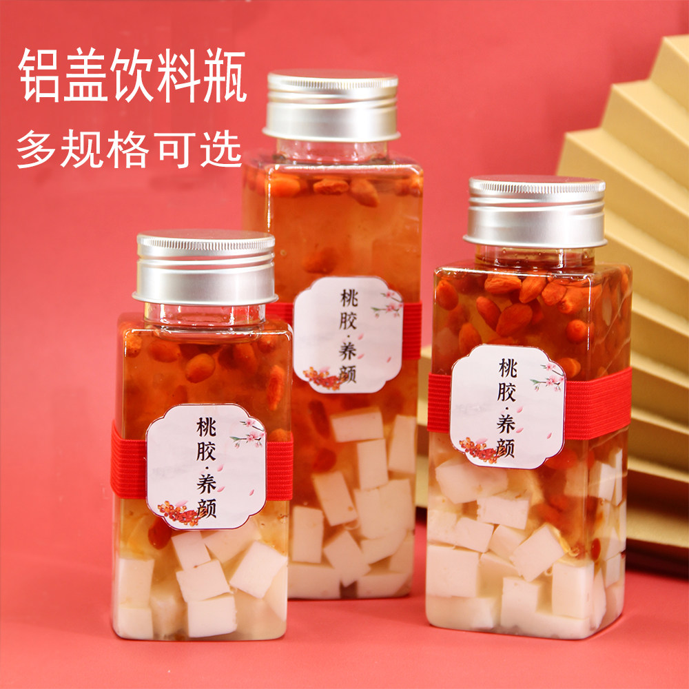 铝盖长方饮料瓶创意桃胶花露饮品