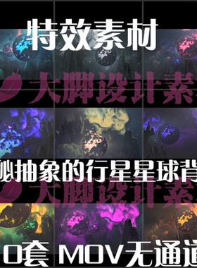 神秘抽象的行星星球背景特效MOV透明通道合成视频素材