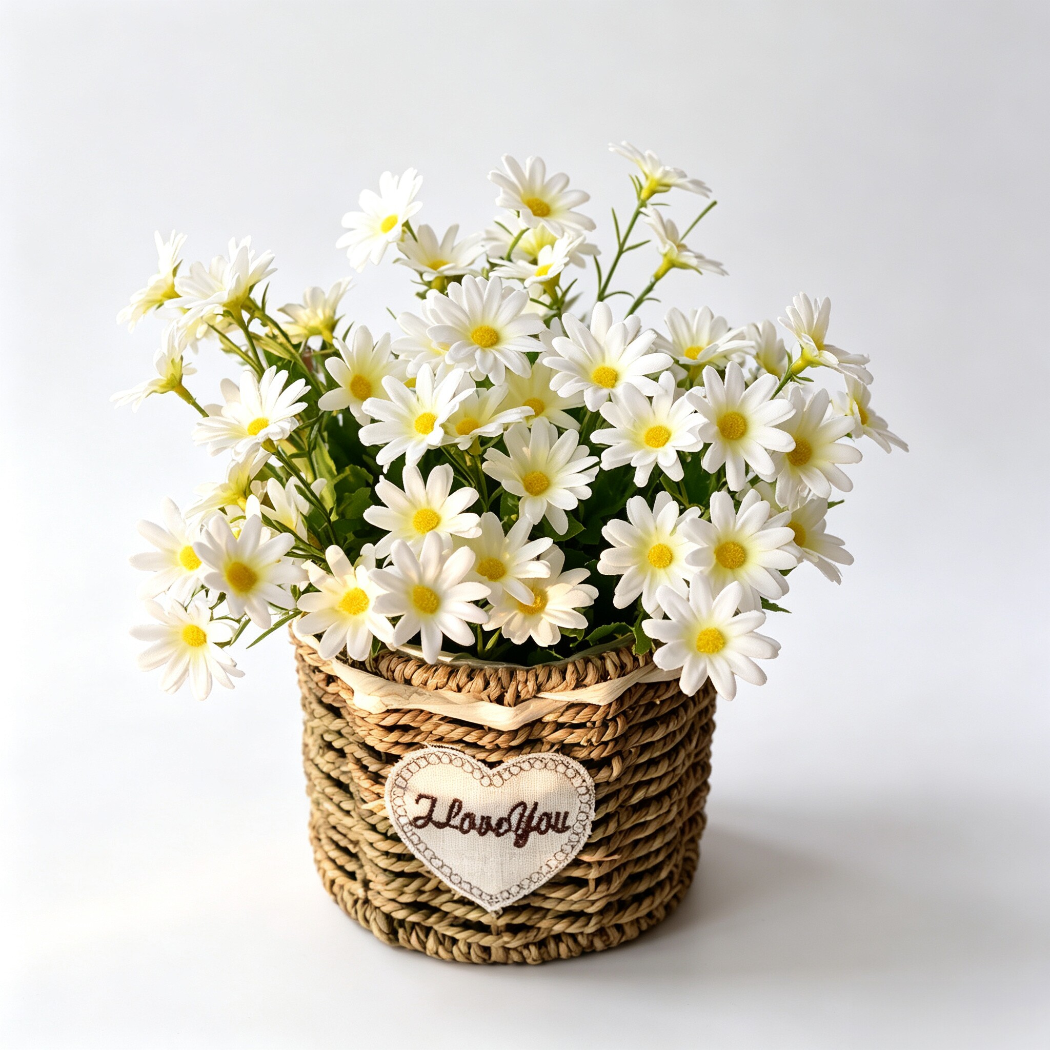 小雏菊仿真花白色雏菊花束田园野菊花假花洋甘菊盆栽花篮装饰绢花