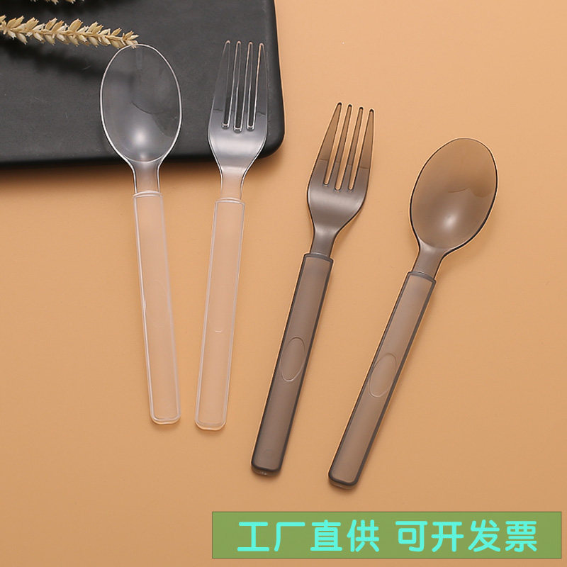 一次性叉子长透明叉子单独包装图片
