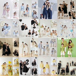 四口全家福时尚艺术拍照写真服饰
