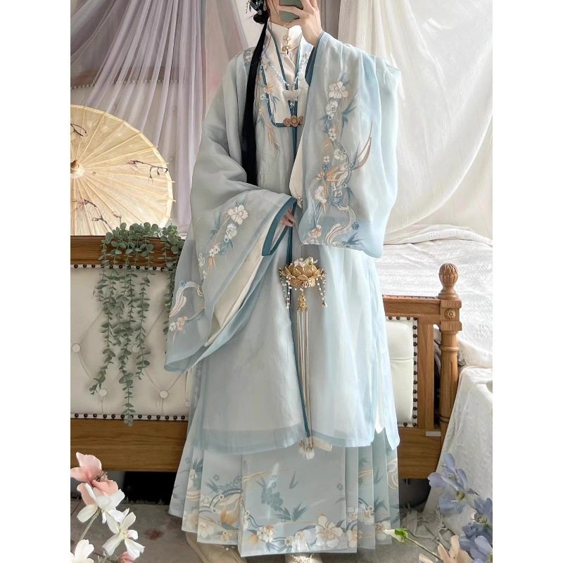 原创汉服【春蓝】明制立领长衫一片式马面裙重工绣花汉服,女装/女士精品,汉服套装,淘宝优惠券,粉丝福利购,淘宝优惠卷