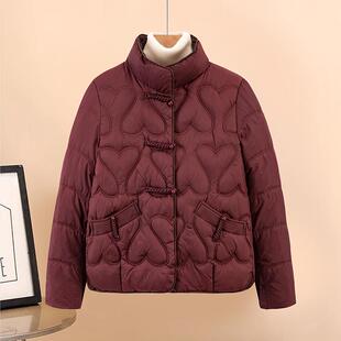 妈妈冬装新款短款羽绒棉服中老年女士保暖小个子洋气轻薄棉袄外套