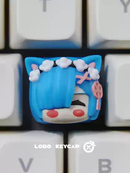 Little Radish Personalized Keycaps, Two-Dimensional Anime-Themed Art Keycaps, Rem and Ram High-Value Original Design