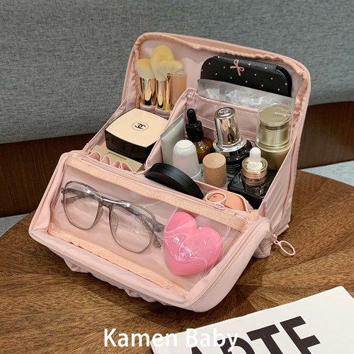 粉色可立大容量旅行化妆收纳包