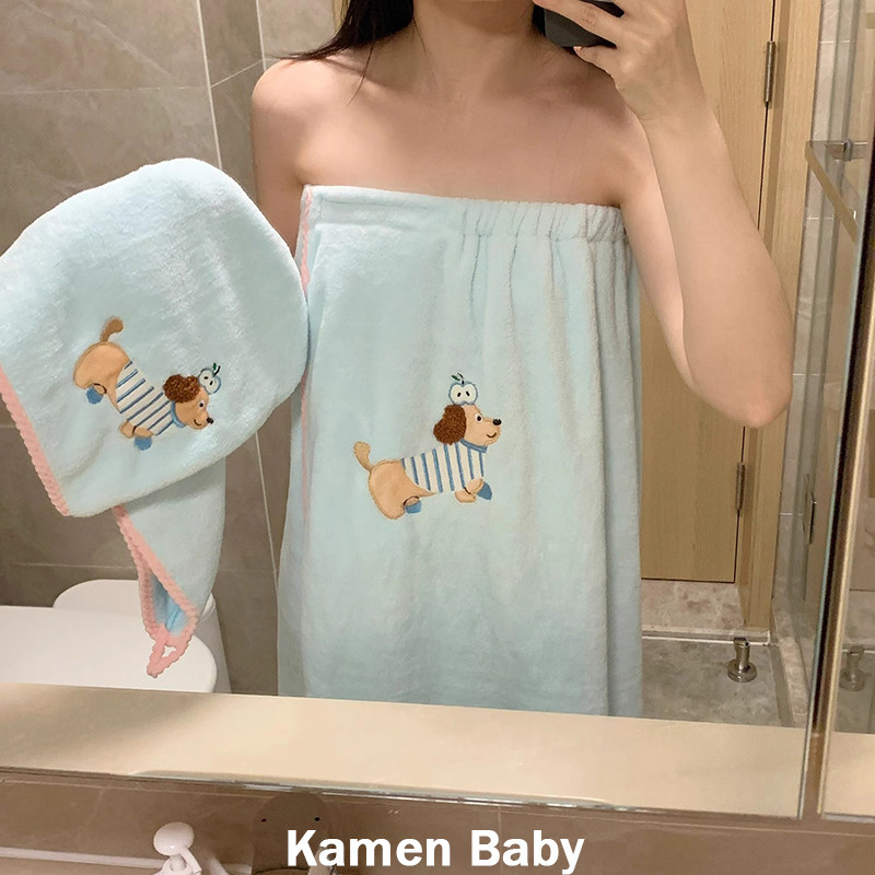 魔术贴浴巾女家用珊瑚绒吸水速干不掉毛裹巾毛巾卡通可爱小狗浴裙,居家布艺,浴巾,淘宝优惠券,粉丝福利购,淘宝优惠卷