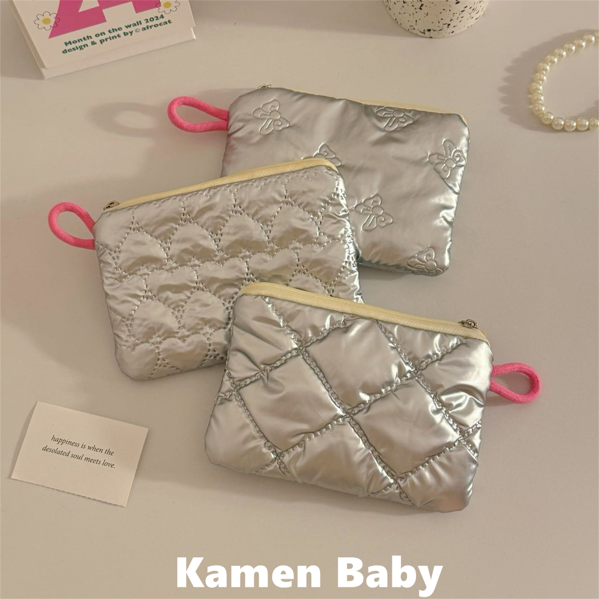 银色迷你化妆包女可爱ins便携随身小号化妆品收纳包零钱包口红包,收纳整理,化妆包,淘宝优惠券,粉丝福利购,淘宝优惠卷