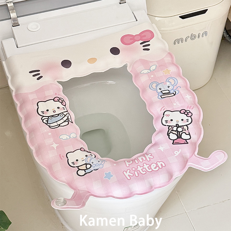 粉色脚丫猫马桶垫四季通用粘贴
