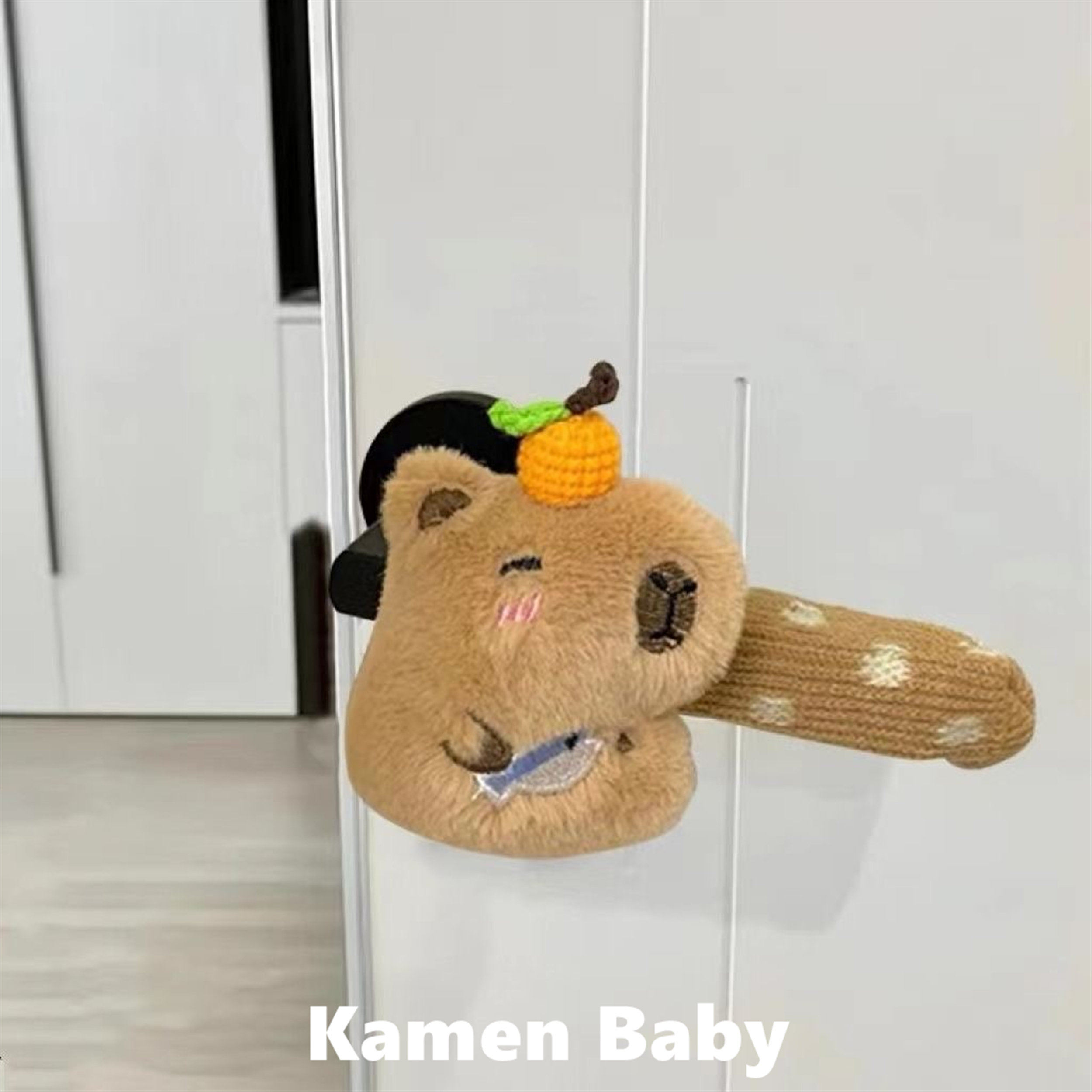 可爱卡皮巴拉毛绒防静电门手把保护套加厚防撞家具好物门把手装饰