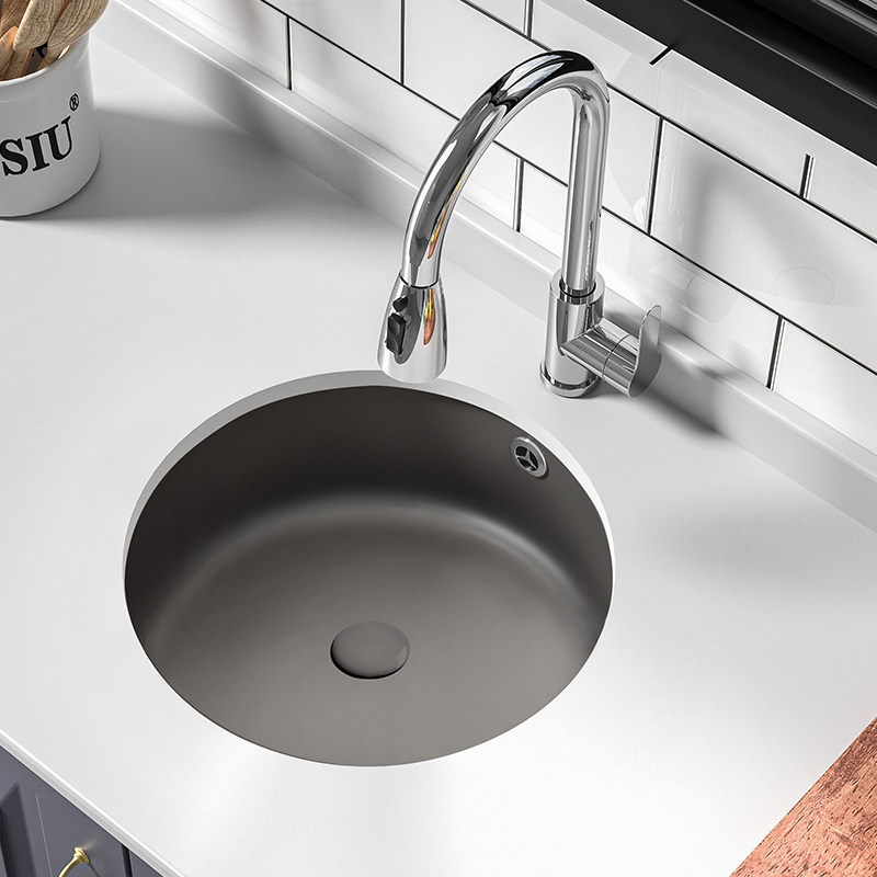 枪灰色陶瓷洗手池洗手盆嵌入式台下盆石下盆14寸洗脸盆洗面盆水池