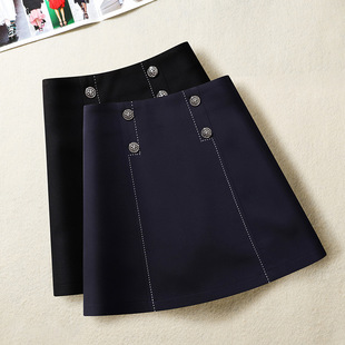 黑色半身裙女2024新款夏季高腰显瘦西装裙A字裙半裙包臀短裙夏天