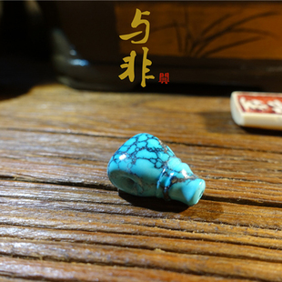 与非先生 原矿无优化绿松石高瓷乌兰花一体水滴奶嘴藏式三通 佛头