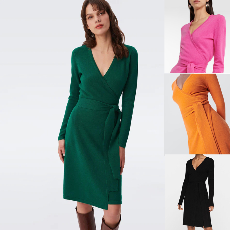 裹身裙羊毛羊绒多色松紧腰带