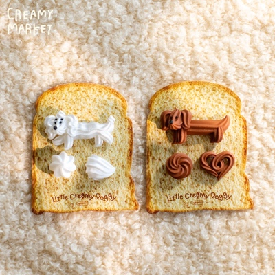 CreamyMarket一朵奶油原创奶油小狗冰箱贴立体腊肠狗珠光狗狗