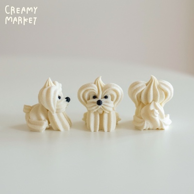 CreamyMarket一朵奶油原创奶油小狗约克夏玩偶桌面摆件小众礼物