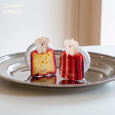 CreamyMarket一朵奶油原创奶油可丽露小狗磁吸黏贴手机支架滴胶