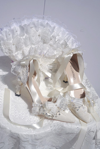 栖梦原创lolita高跟鞋洛丽塔鞋羽落人间配鞋超仙优雅婚鞋尖头