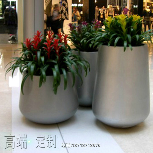 现代时尚银色异形花瓶 别墅高档奢华花瓶 商场酒店门口户外摆件