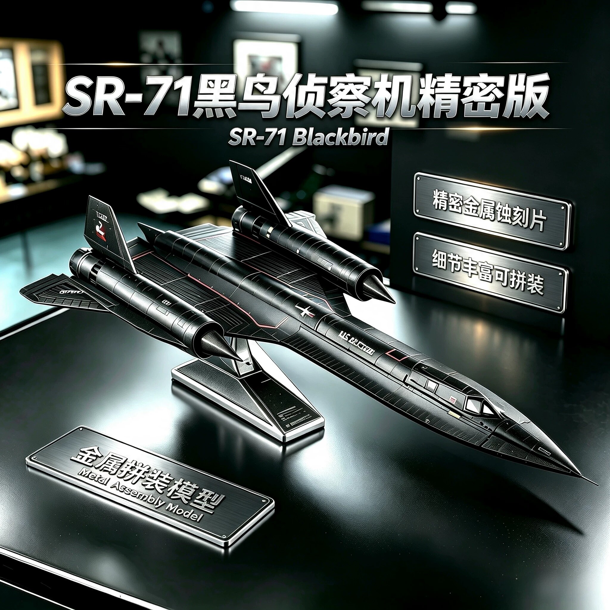 SR-71侦察机精密版3D立体金属拼图手工diy飞机拼装模型礼物玩具高