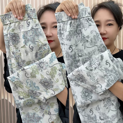高腰百搭亚麻八分休闲抖抖裤