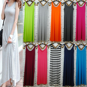 春夏季 莫代尔长裙吊带背心裙打底裙女宽松连衣裙显瘦沙滩裙大码 潮
