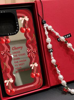 C家甜酷少女新年红色波浪字母樱桃波点蝴蝶结适用iphone16手机壳15promax17苹果14pro磁吸MagSafe日韩13艺术