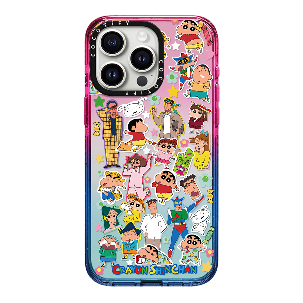 C家蜡笔小新的朋友贴纸适用苹果15promax17手机壳iphone14pro保护套12软情侣13pro日系16卡通11新款防摔