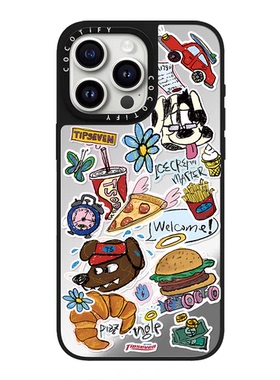 C家复古回潮TIPSEVEN鼠鼠魔镜适用iphone16手机壳15promax苹果14pro奇幻之旅涂鸦牙妹13磁吸镜面12/11