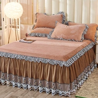 Phiên bản Hàn Quốc của váy ren sang trọng bên giường đơn mảnh pha lê nhung trải giường cô gái chủ tịch chủ tịch giấc mơ trải giường 1,5m1,8m - Váy Petti drap giường có viền