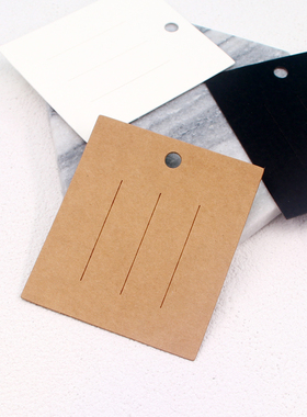 100张饰品发夹抓夹发饰项链包装卡纸黑白棕简约方卡吊牌纸定logo