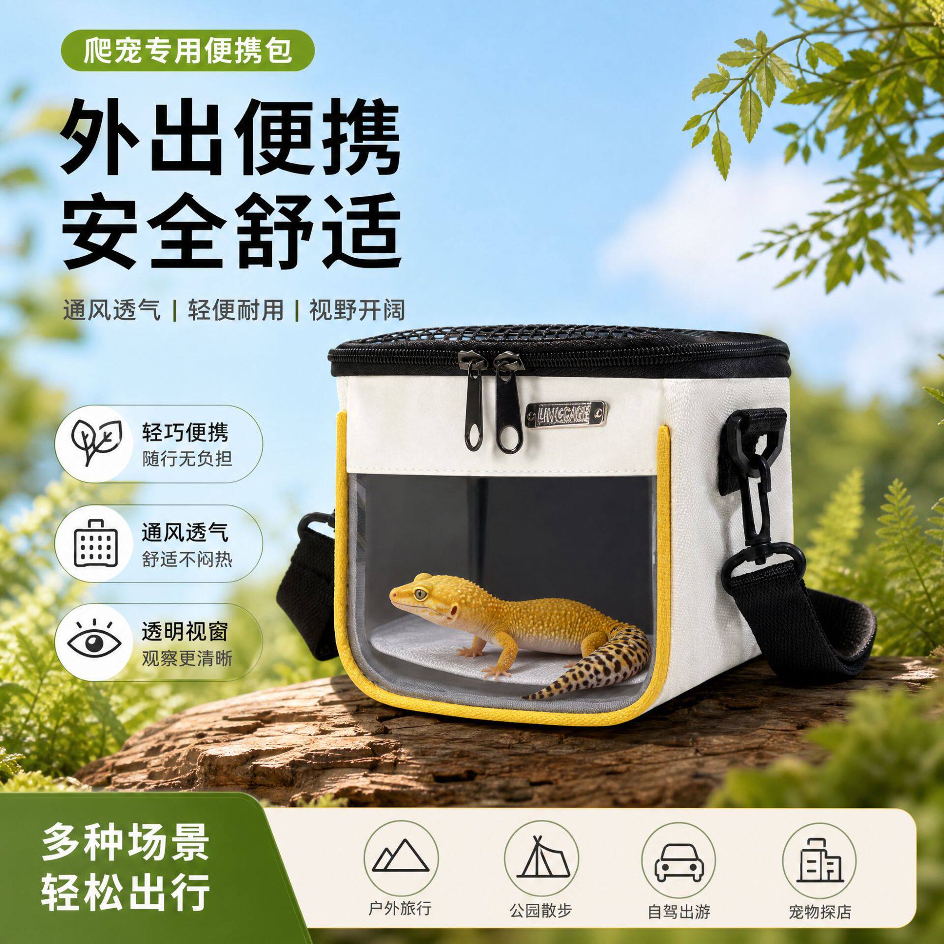 爬宠守宫外出包睫角豹纹宠物蛇外出包蜥蜴蜜袋鼯小宠外带便携透气