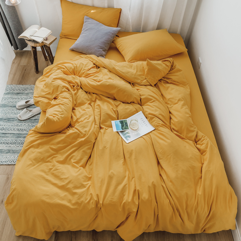 无印床上四件套良品纯棉天竺棉裸睡被套针织棉全棉纯色床单床笠