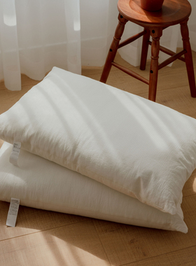 日式水洗棉提花枕芯一对装拍2全棉家用白色单人枕48x74cm成人枕头