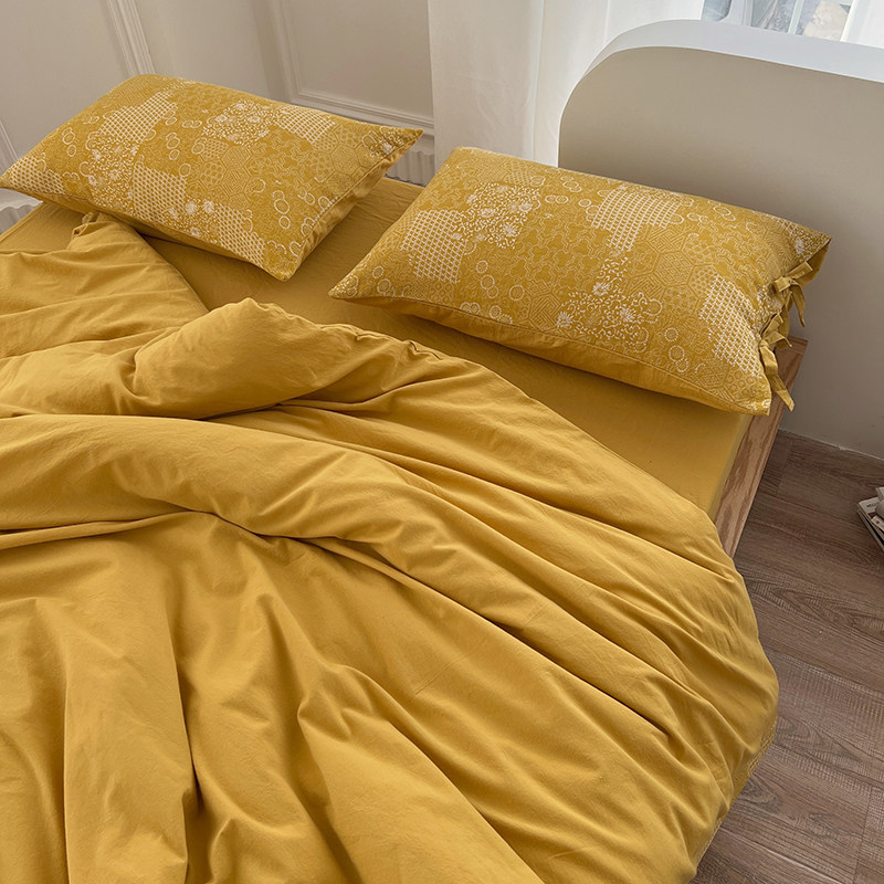 床笠四件套纯棉水洗棉ins风全棉