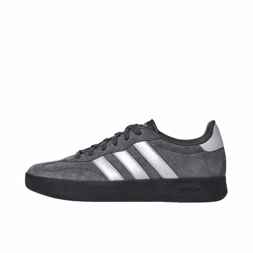 adidas 运动休闲鞋 德训鞋低帮牛剖层革薄底轻运动平跟圆头深灰色