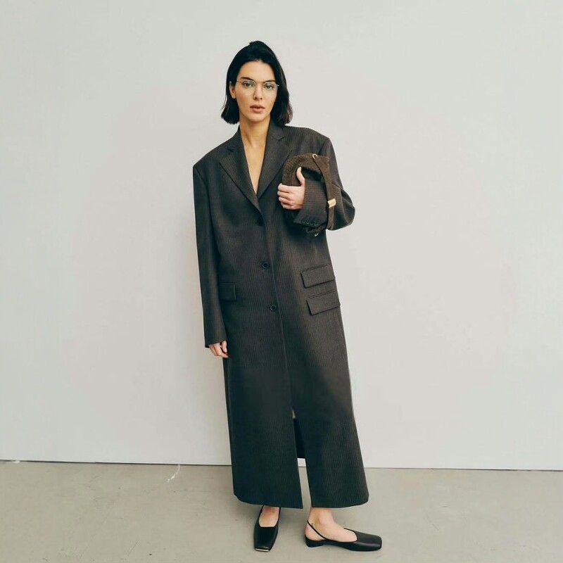 高级定制走秀肯豆同款咖色羊毛风衣外套女廓形长款宽松英伦时尚春