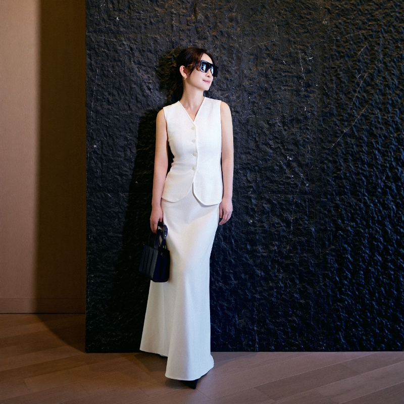 白色时尚套装裙复古老钱风百搭女