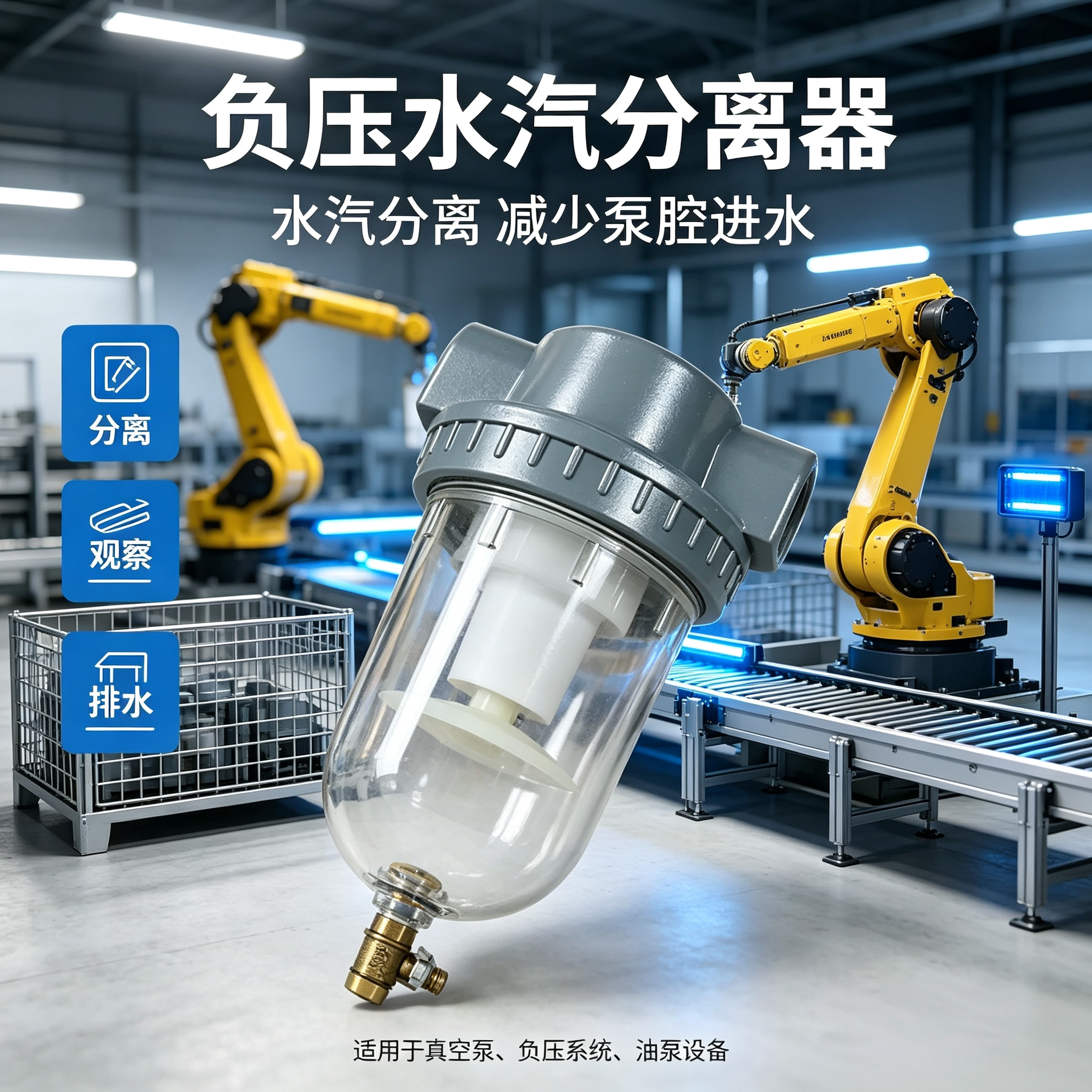 真空泵汽水过滤器 负压专用水分分离器真空泵前置进气口滤水除水图片