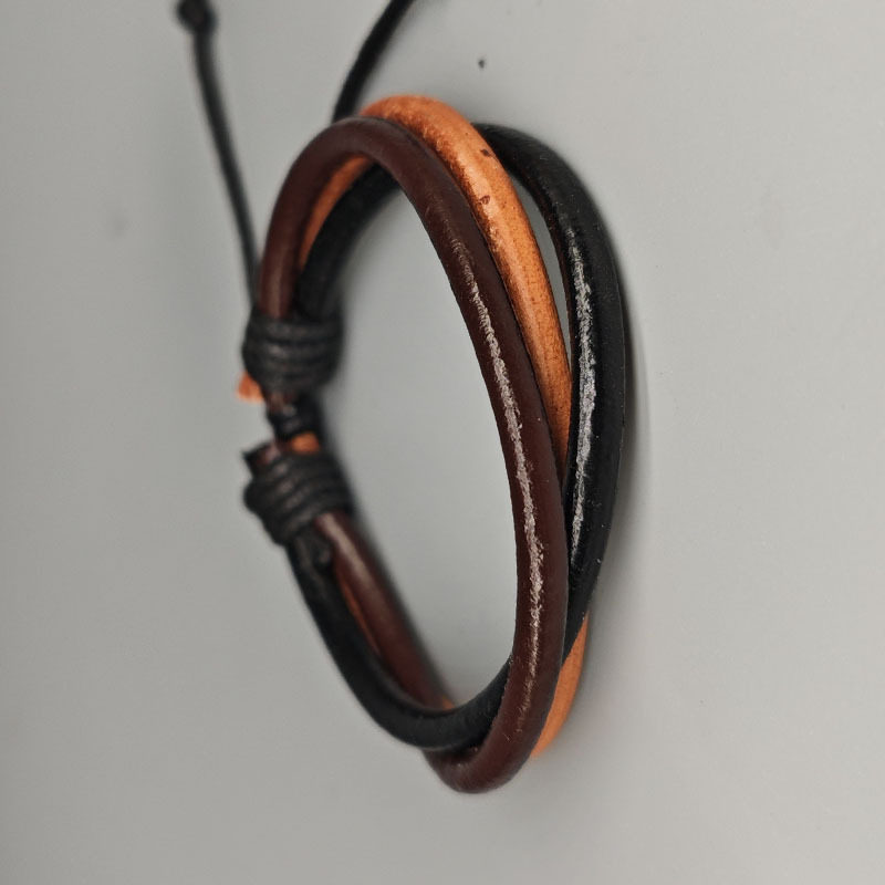 网红欧美时尚热销手環复古朋克风编织男女手链单串可调节皮质简约