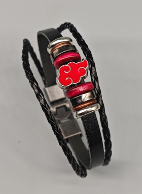 网红网红热销欧美编织朋克风皮革手链个性动漫周边pu手环串珠