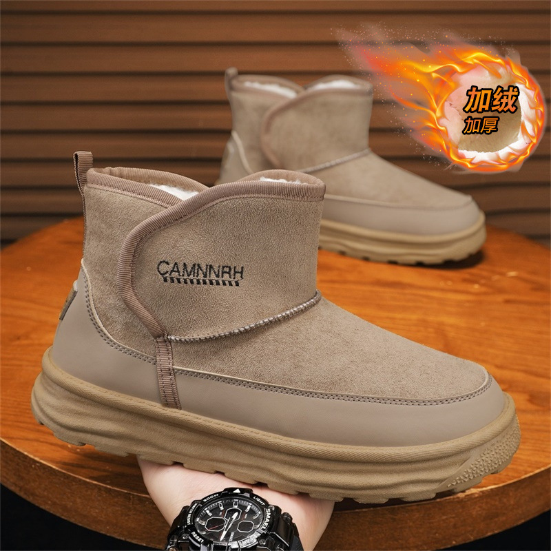 欧洲站男鞋新款季男士户外皮毛一体棉鞋休闲运动加绒保暖雪地靴潮