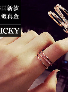 进口开口时尚个性小众设计不规则多层戒指年新款网红爆款食指介子