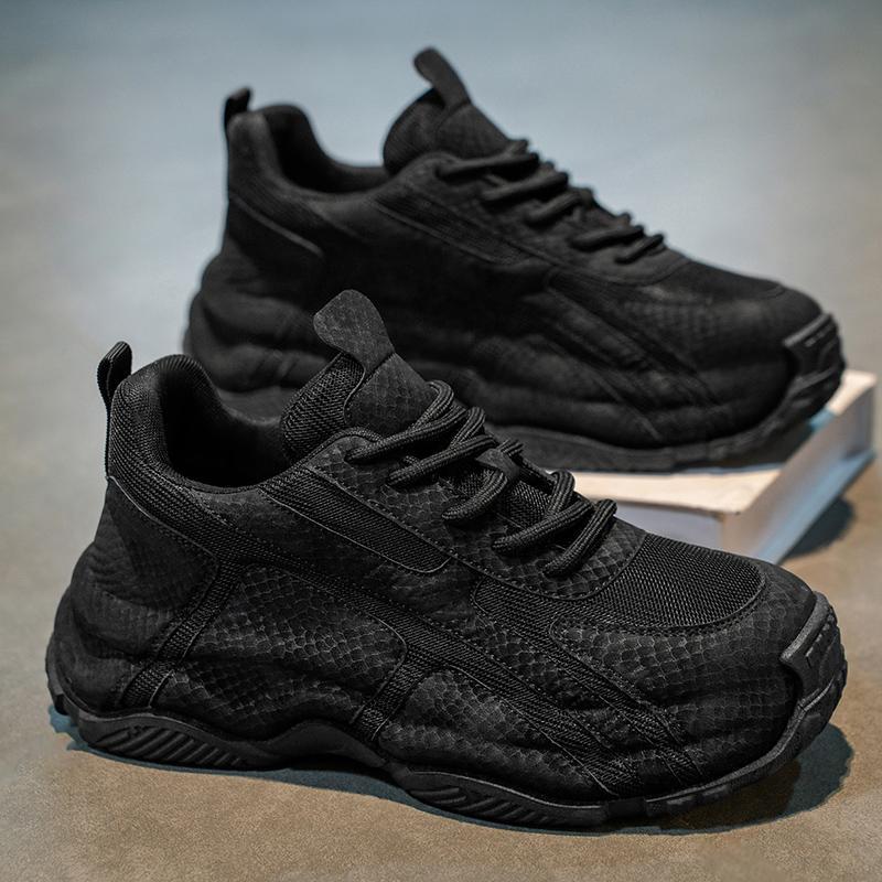 欧洲站男鞋新款老爹鞋透气软底鞋防滑厚底增高男士时尚休闲鞋