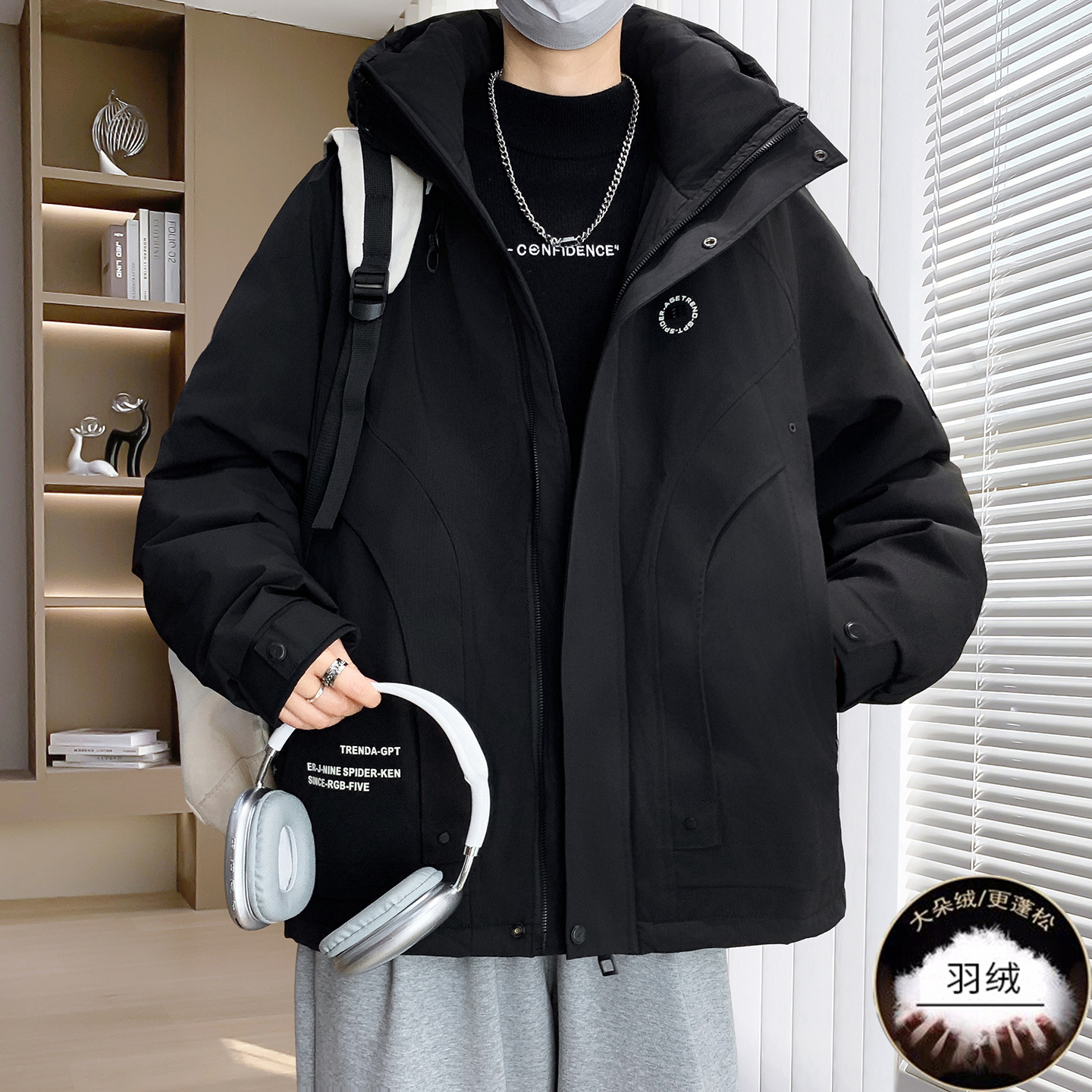 明星同款青少年季潮牌羽绒服男孩初中高中学生帅气冲锋衣大童白鸭