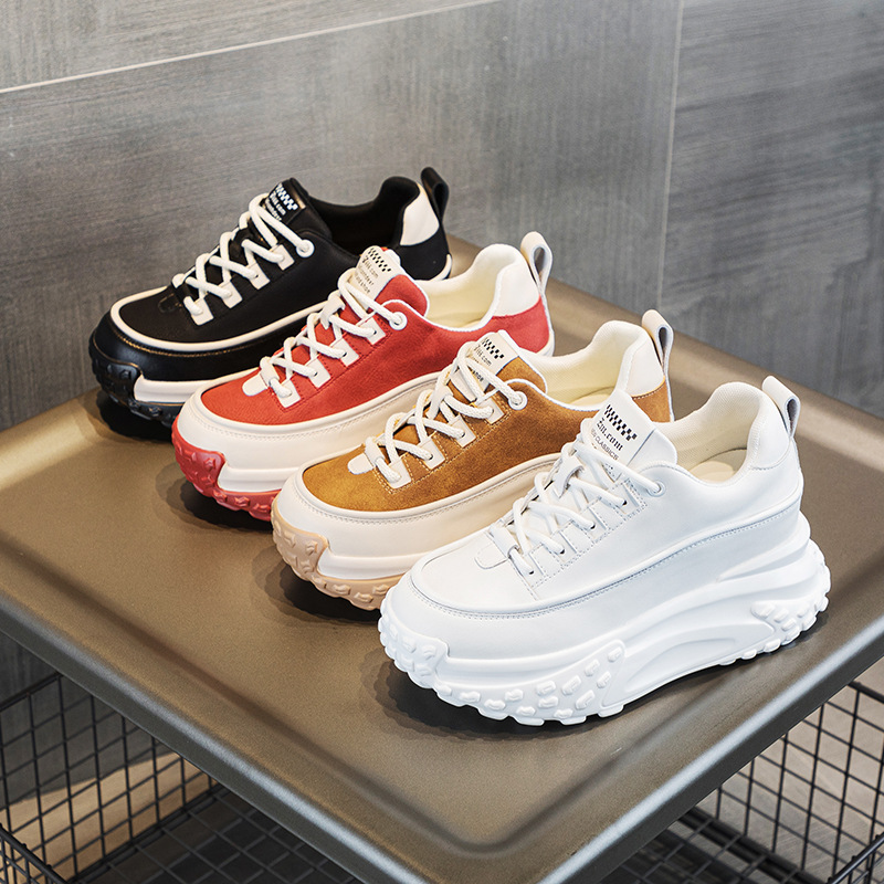 优选新品新款坡跟内增高女鞋休闲老爹鞋松糕厚底老爹鞋加绒款