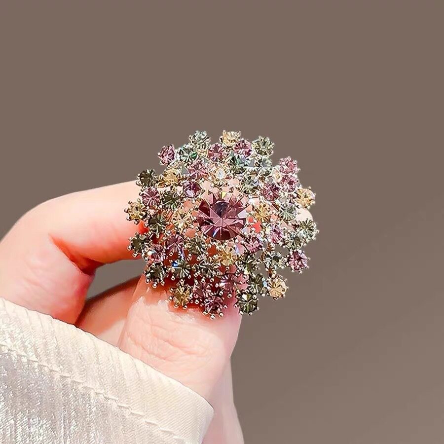 撤柜复古彩钻蒲公英设计胸针女气质奢华胸花西服大衣配饰别针现货