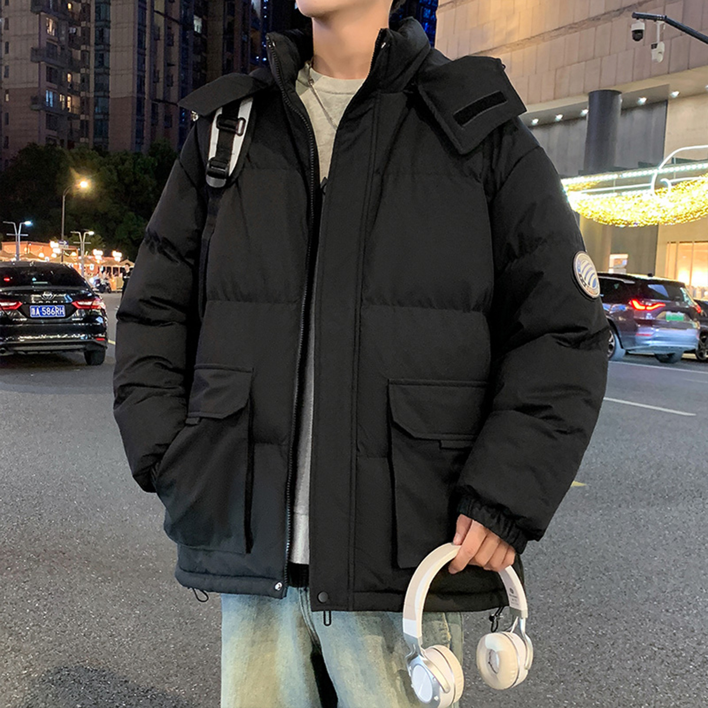 大牌高端季新款青少年棉衣外套男初中高中学生加厚羽绒棉服大童帅