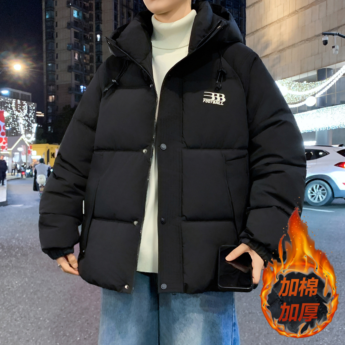 明星同款青少年季羽绒棉服男孩初高中学生潮牌棉衣外套大童加厚保